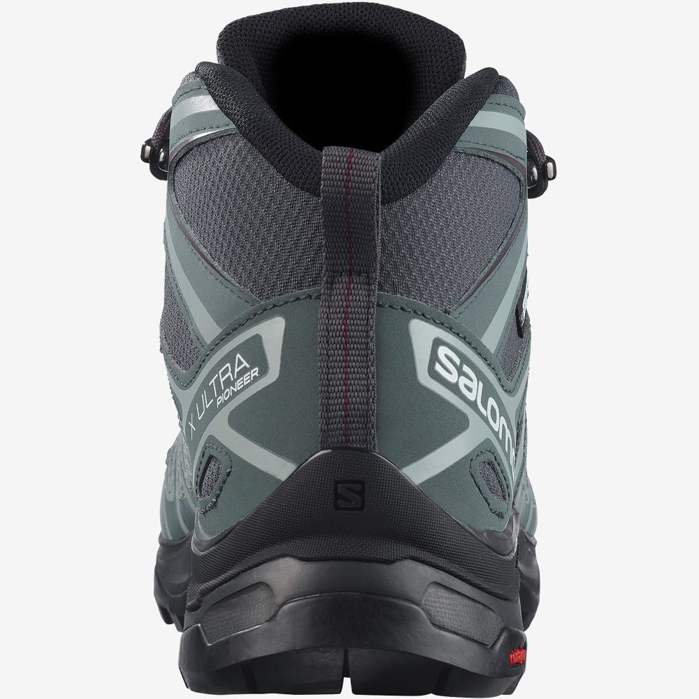Women's Salomon X ULTRA PIONEER MID CLIMASALOMON™ WATERPROOF Hiking Boots Grey/Green/Grey | EORA-84792