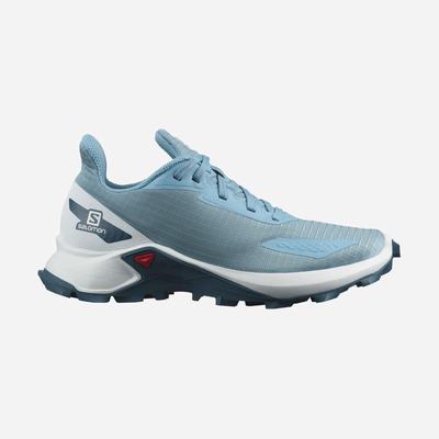 Kids' Salomon ALPHACROSS BLAST Running Shoes Blue/White/Blue | ZDJX-95624