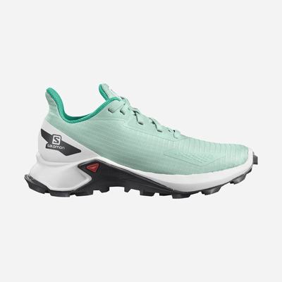 Kids' Salomon ALPHACROSS BLAST Trail Running Shoes Green/White/Black | RLJS-29608