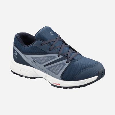 Kids' Salomon SENSE CLIMASALOMON™ WATERPROOF Trail Running Shoes Navy/Grey | XZNY-58217