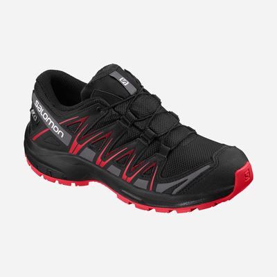 Kids' Salomon XA PRO 3D CLIMASALOMON™ WATERPROOF Trail Running Shoes Black/Red | HWTY-51604