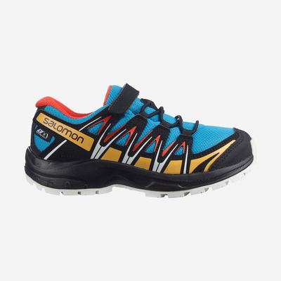 Kids' Salomon XA PRO 3D CSWP K Hiking Boots Blue/Black/ Apricot | HTSQ-95617
