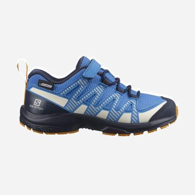 Kids' Salomon XA PRO V8 CLIMASALOMON™ WATERPROOF Trail Running Shoes Blue/Navy | EGMH-10782