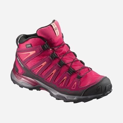 Kids' Salomon X-ULTRA MID GORE-TEX Hiking Boots Pink/Red/Coral | MTCQ-03521