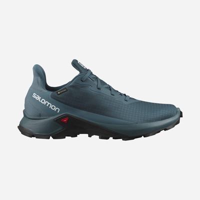 Men's Salomon ALPHACROSS 3 GORE-TEX Trail Running Shoes Blue | CBQA-81092
