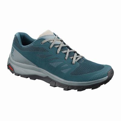 Men's Salomon OUTLINE Hiking Shoes Blue/Grey | KOFV-51472