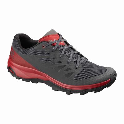 Men's Salomon OUTLINE Hiking Shoes Grey/Red | UGKM-08936