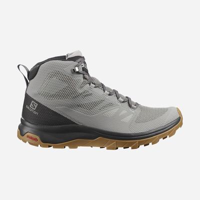 Men's Salomon OUTLINE MID GORE-TEX Hiking Boots Grey/Black | JBDY-72504