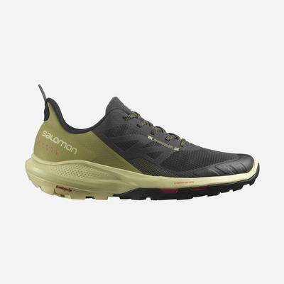 Men's Salomon OUTPULSE Hiking Shoes Black/Green/Red | DVGC-30482