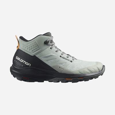 Men's Salomon OUTPULSE MID GORE-TEX Hiking Boots Green/Black/Orange | OEFN-26875
