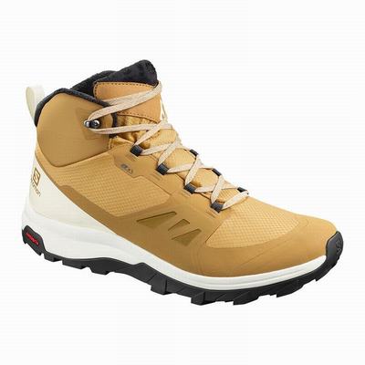 Men's Salomon OUTSNAP CLIMASALOMON™ WATERPROOF Winter Boots Brown/White | VWZS-19624