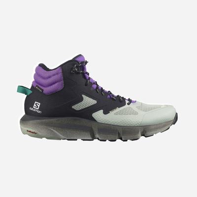 Men's Salomon PREDICT HIKE MID GORE-TEX Hiking Boots Black/Light Turquoise Grey/Royal Purple | SYHD-15672
