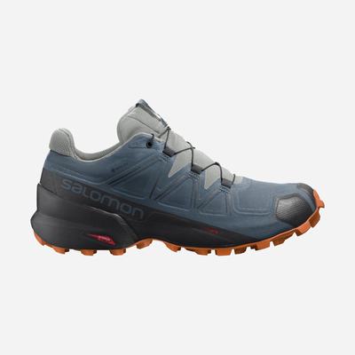 Men's Salomon SPEEDCROSS 5 GORE-TEX Trail Running Shoes Blue/Orange | ILZC-01837