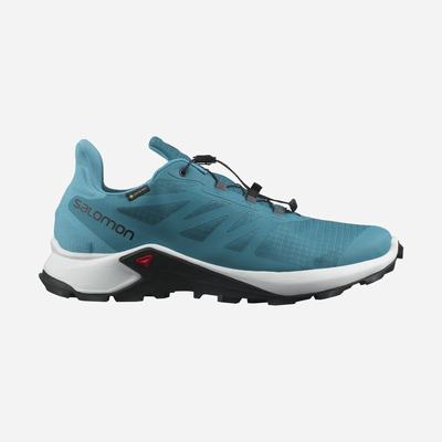 Men's Salomon SUPERCROSS 3 GORE-TEX Trail Running Shoes Blue/White | WZNS-94351