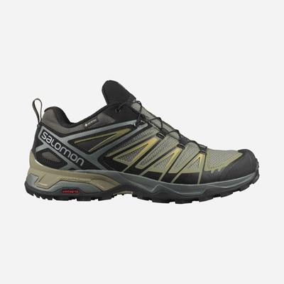 Men's Salomon X ULTRA 3 GORE-TEX Hiking Shoes Grey/Green | AEDL-18356