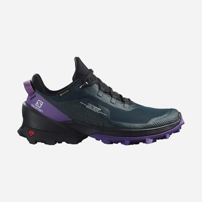Women's Salomon CROSS OVER GORE-TEX Hiking Shoes Deep Green/Black/Royal Purple | JSTO-52073