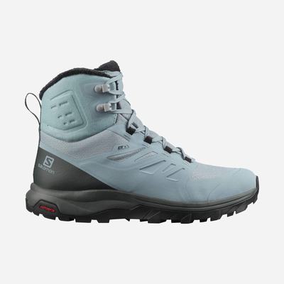 Women's Salomon OUTBLAST THINSULATE™ CLIMASALOMON™ WATERPROOF Winter Boots Green/Black | DKEF-10875