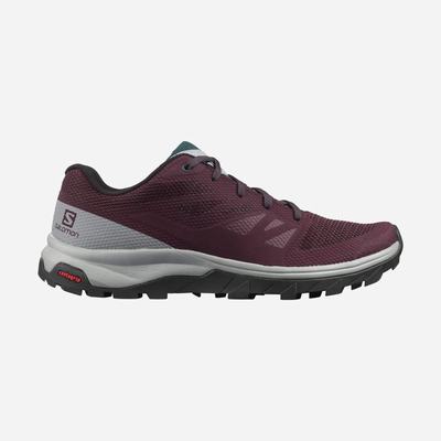 Women's Salomon OUTLINE Hiking Shoes Burgundy/Green | HTEL-20786