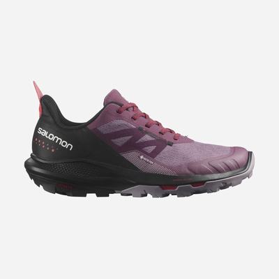 Women's Salomon OUTPULSE GORE-TEX Hiking Shoes Purple/Black/Red | KMCF-12957