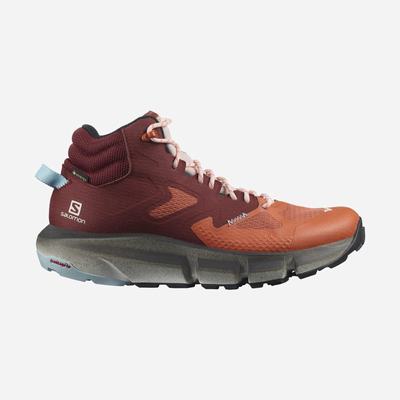 Women's Salomon PREDICT HIKE MID GORE-TEX Hiking Boots Orange/Brown/Blue | NVRX-69803