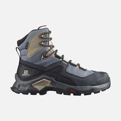 Women's Salomon QUEST ELEMENT GORE-TEX Hiking Boots Grey/Black/Beige/Blue | URSW-54169