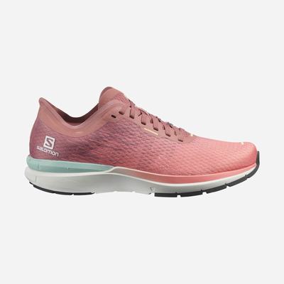 Women's Salomon SONIC 4 Accelerate Running Shoes White/Dark Red | PBJN-38960