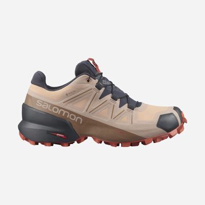 Women's Salomon SPEEDCROSS 5 GORE-TEX Trail Running Shoes Beige/Orange | OBDY-95062