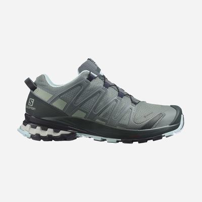 Women's Salomon XA PRO 3D v8 GORE-TEX Trail Running Shoes Green/Turquoise | FTXA-42906