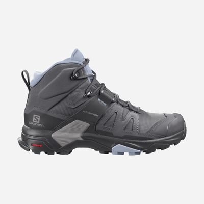Women's Salomon X ULTRA 4 MID GORE-TEX Hiking Boots Grey/Black/Blue | SILV-70619