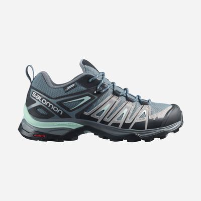 Women's Salomon X ULTRA PIONEER CLIMASALOMON™ WATERPROOF Hiking Shoes Grey/Green | XYBD-91237